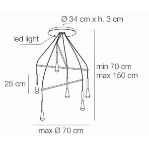 Elesi Luce LED-Pendelleuchte Iconic Suspension 8 Pendel 70 cm 4707