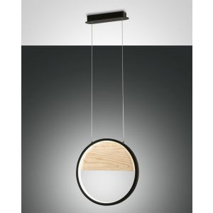 LED-Pendelleuchte PIERRE schwarz/Holz