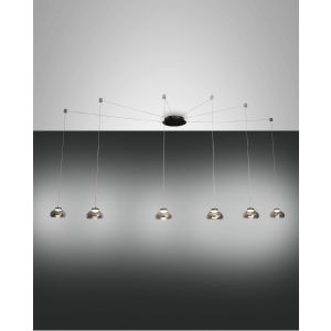 Fabas Luce 6er-LED-Pendelleuchte ARABELLA grau 3547-46-126