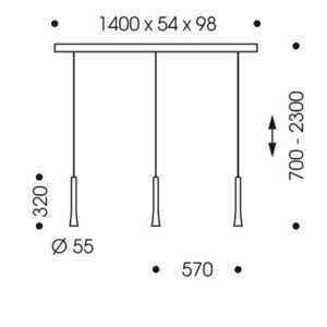 Oligo RIO LED-3er-Pendelleuchte mit Höhenverstellung