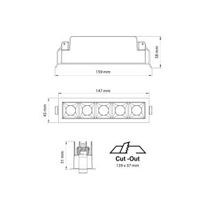 TLG SLC LED-Downlight PIXEL X5 schwarz/weiß 2700K/3000K SLC126-5er