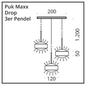 Top Light PUK MAXX DROP TRIO LED-Pendelleuchte