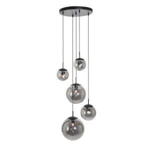 Steinhauer Lighting Pendelleuchte BOLLIQUE Schwarz 5-flammig 2730ZW