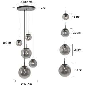 Steinhauer Lighting Pendelleuchte BOLLIQUE Schwarz 5-flammig 2730ZW
