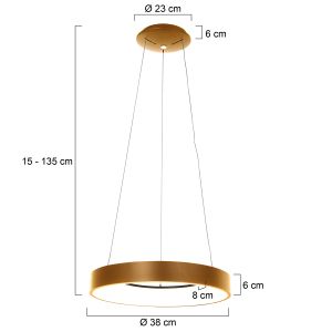 Steinhauer Lighting LED-Pendelleuchte RINGLEDE Gold 38 cm 3299GO
