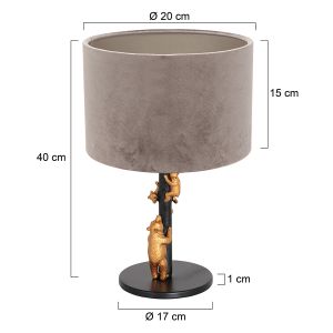 Steinhauer Lighting Tischleuchte ANIMAUX Grau Schwarz 20 cm 8234ZW