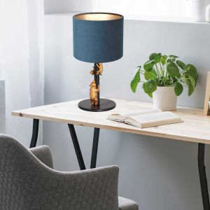 Steinhauer Lighting Tischleuchte ANIMAUX Blau Schwarz 20 cm 8236ZW