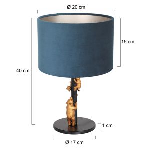 Steinhauer Lighting Tischleuchte ANIMAUX Blau Schwarz 20 cm 8236ZW
