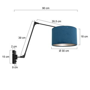 Steinhauer Lighting Wandleuchte PRESTIGE CHIC Blau Schwarz 8240ZW