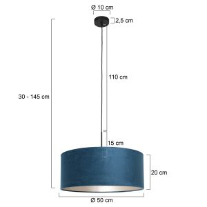 Steinhauer Lighting Pendelleuchte SPARKLED LIGHT Blau Schwarz 50 cm 8248ZW