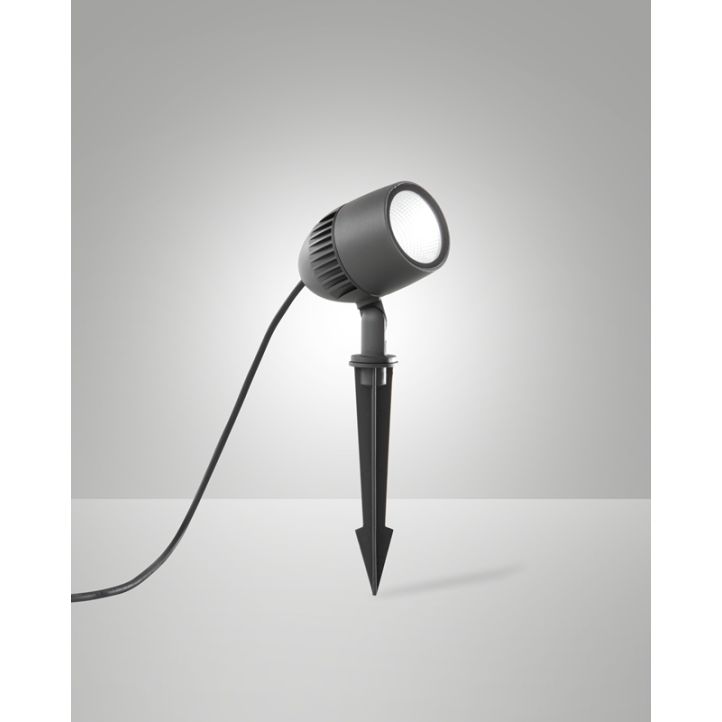 Gartenstrahler mit Erdspieß, grau, IP65, 8W, 700lm, Boris von Fabas Luce