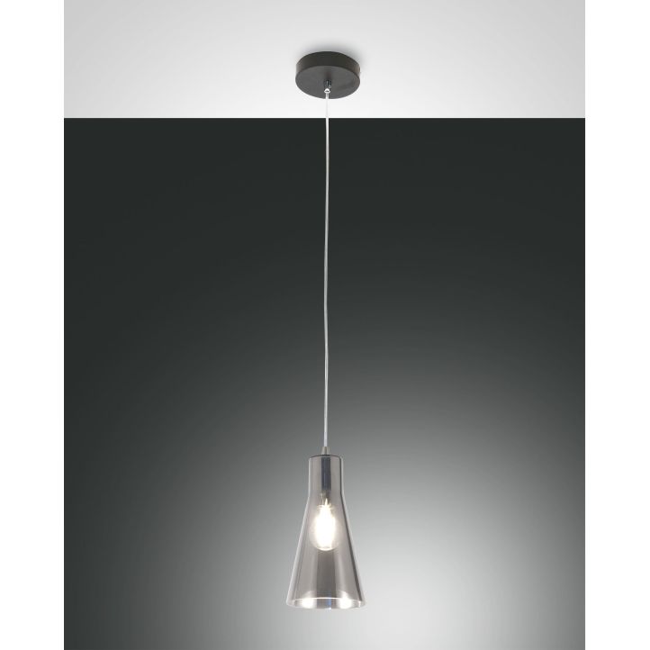 Fabas Luce Pendelleuchte DAFNE schwarz/fume 3596-40-126