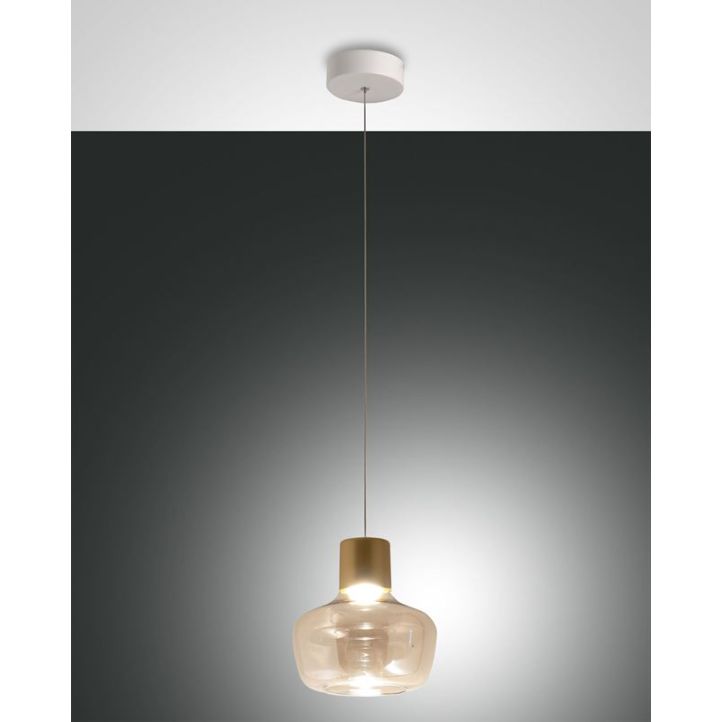 LED-Pendelleuchte Kino Weiß Cognac 