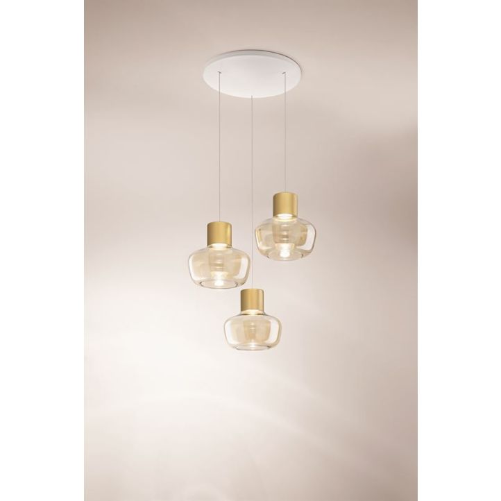 LED-Pendelleuchte Kino Weiß Cognac 