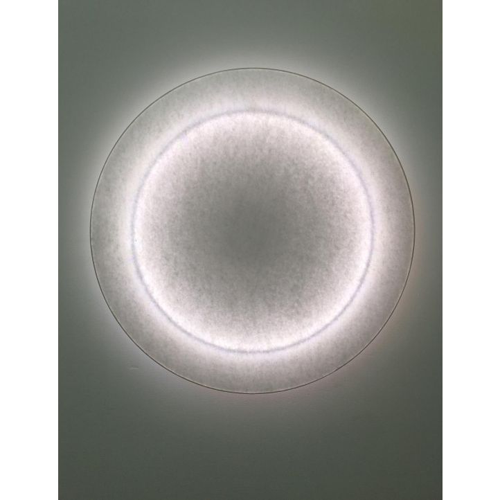  Runde MOODMOON White Wandleuchte von Ingo Maurer, 60 cm Durchmesser, aus japanischem Papier, blendfreies warmweißes Licht, stufenlos dimmbar.