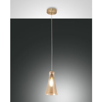 Fabas Luce Pendelleuchte DAFNE Messing/amber 3596-40-125