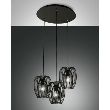 Fabas Luce 3er-Pendelleuchte CAMP Schwarz 50 cm 3677-47-101