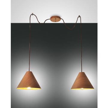 Fabas Luce 2er-Pendelleuchte ESINO Walnuss 3630-46-130