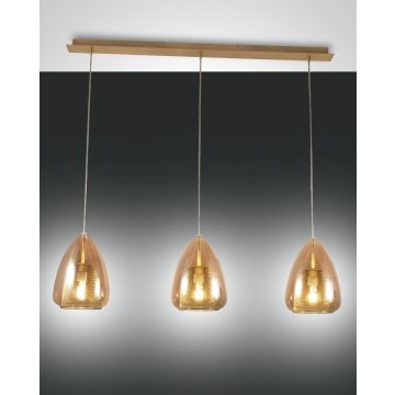 Fabas Luce 3er-Pendelleuchte BRITTON Amber 3673-48-125