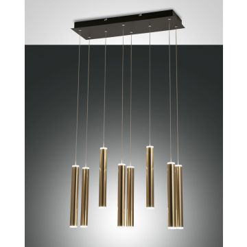 Fabas Luce LED-Pendelleuchte PRADO Schwarz/Messing satiniert 8-flammig 3685-46-209