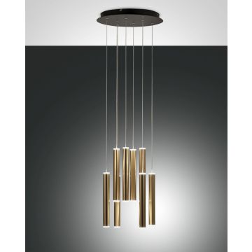Fabas Luce LED-Pendelleuchte PRADO Schwarz/Messing satiniert 7-flammig rund 3685-47-209