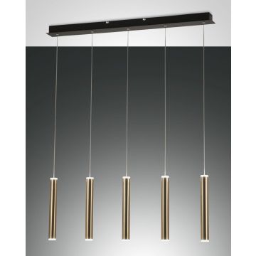 Fabas Luce LED-Pendelleuchte PRADO Schwarz/Messing satiniert 5-flammig 3685-48-209