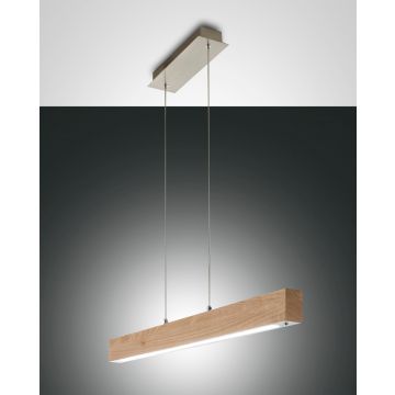 Fabas Luce LED-Pendelleuchte 110cm BADIA Holz 3383-40-215
