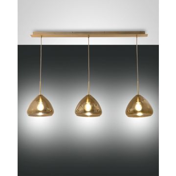 Fabas Luce 3er-Pendelleuchte GLOW Messing Amber 3667-48-118