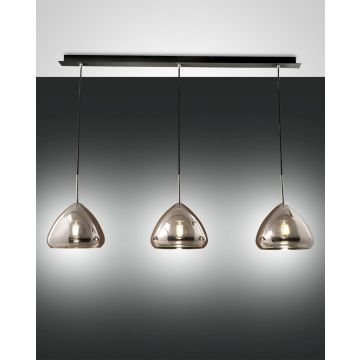 Fabas Luce 3er-Pendelleuchte GLOW Schwarz Verchromt 3667-48-138