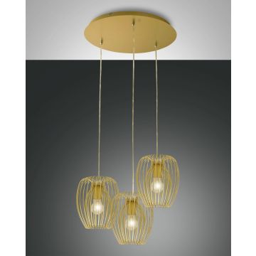 Fabas Luce 3er-Pendelleuchte CAMP Gold matt 50 cm 3677-47-225
