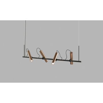 Light-Point 4er-LED-Pendelleuchte SPIRIT 150cm schwarz/rosegold 270620