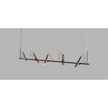 Light-Point 5er-LED-Pendelleuchte SPIRIT 200cm schwarz/rosegold 270630