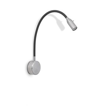 Less´n´more LED-Wandleuchte ZEUS Z-BWL2-C-KA-FA Kopf Aluminium 45 cm Flexschlauch 