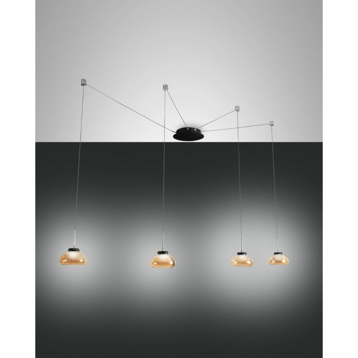 Fabas Luce 4er-LED-Pendelleuchte ARABELLA amber 3547-49-125 Fabas Luce 4er-LED-Pendelleuchte ARABELLA amber 3547-49-125