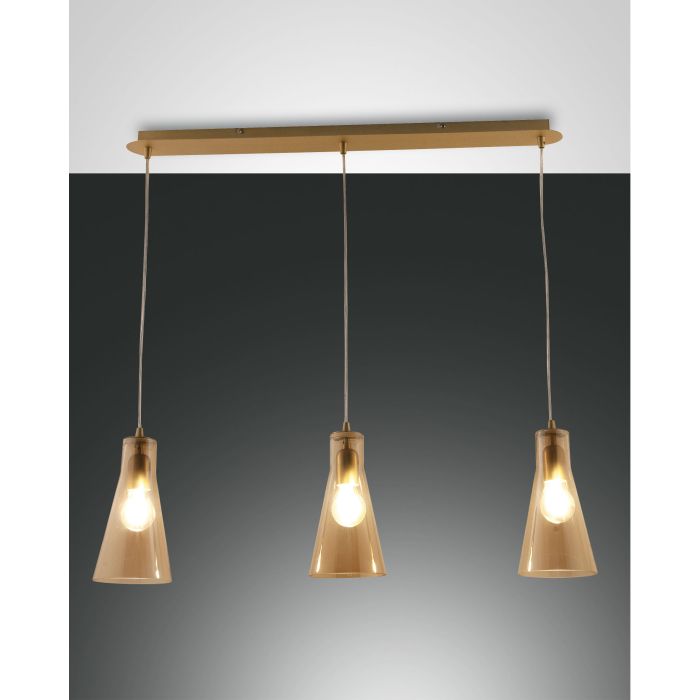 Fabas Luce 3er-Pendelleuchte DAFNE Messing/amber 3596-47-125 Fabas Luce 3er-Pendelleuchte DAFNE Messing/amber 3596-47-125