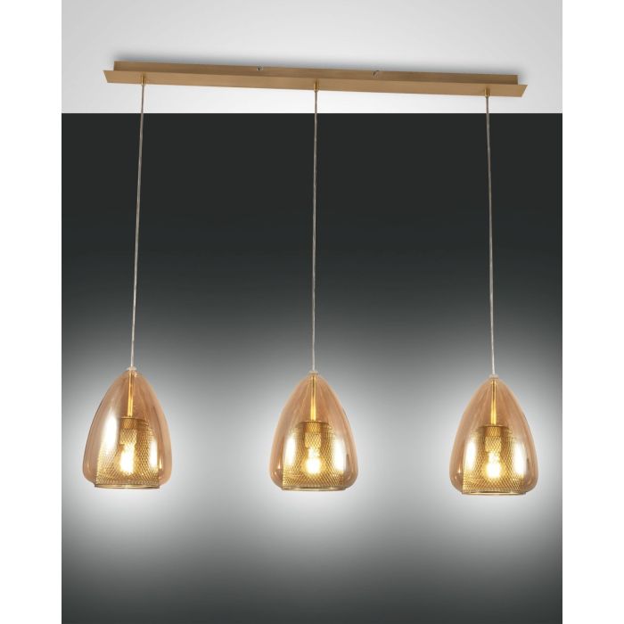 Fabas Luce 3er-Pendelleuchte BRITTON Amber 3673-48-125 Fabas Luce 3er-Pendelleuchte BRITTON Amber 3673-48-125
