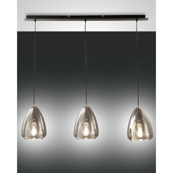 Fabas Luce 3er-Pendelleuchte BRITTON Transparent Grau 3673-48-126 Fabas Luce 3er-Pendelleuchte BRITTON Transparent Grau 3673-48-126