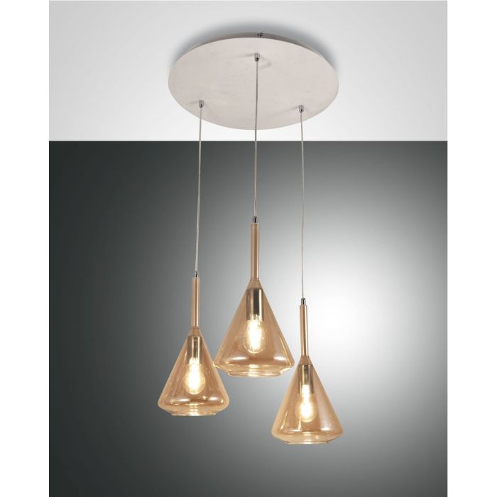Fabas Luce 3er-Pendelleuchte TRIS Amber 3582-47-125 Fabas Luce 3er-Pendelleuchte TRIS Amber 3582-47-125