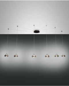 Fabas Luce 6er-LED-Pendelleuchte ARABELLA grau 3547-46-126