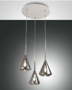 3er-Pendelleuchte TRIS Transparent Grau