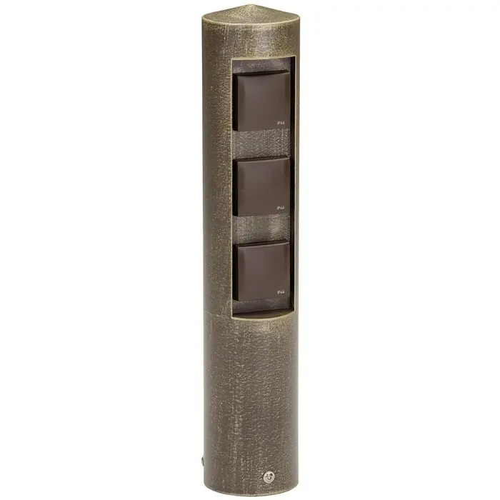 Steckdosensäule 3-fach braun-messing Steckdosensäule 3-fach braun-messing