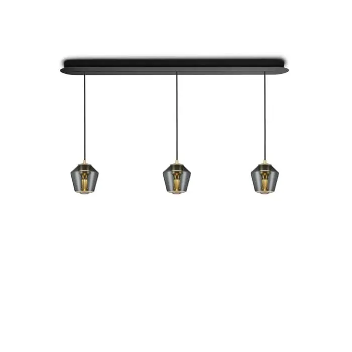 Ethics 3er Pendelleuchte 119cm Glas Rauchglas