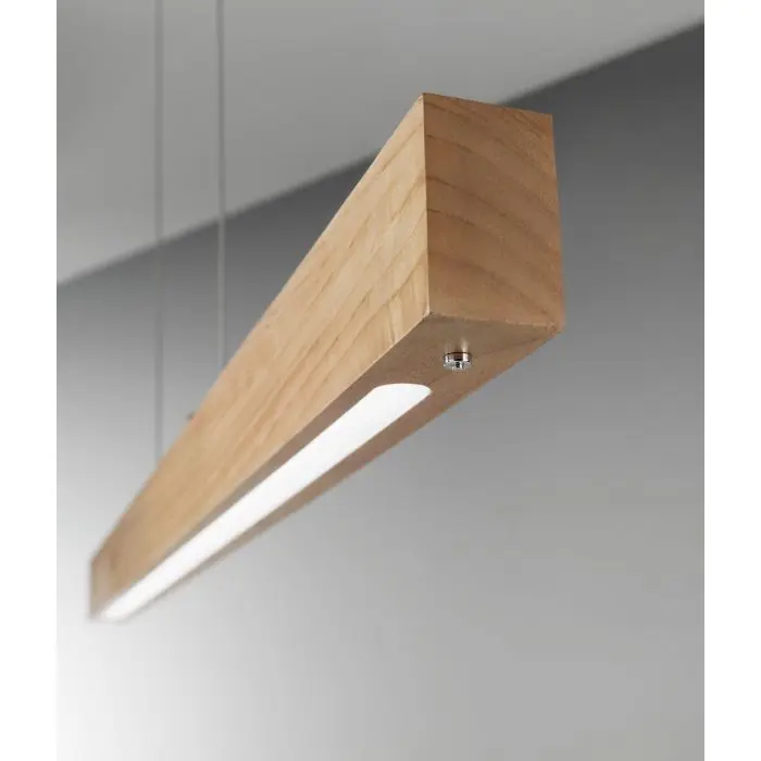 Fabas Luce LED-Pendelleuchte 110cm BADIA Holz 3383-40-215