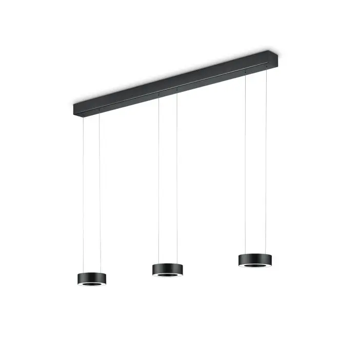 GKS Knapstein LED-Pendelleuchte ZERA-3 Schwarz matt Prismenabdeckung 51.518.07-1