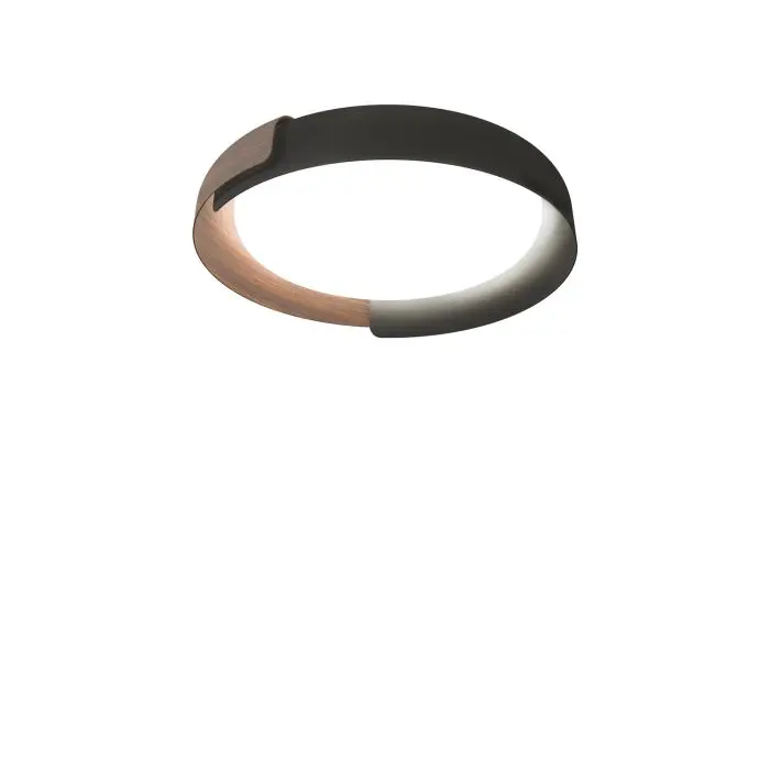 Kundalini LED-Deckenleuchte KDLN DALA Dunkelgrau/Holz
