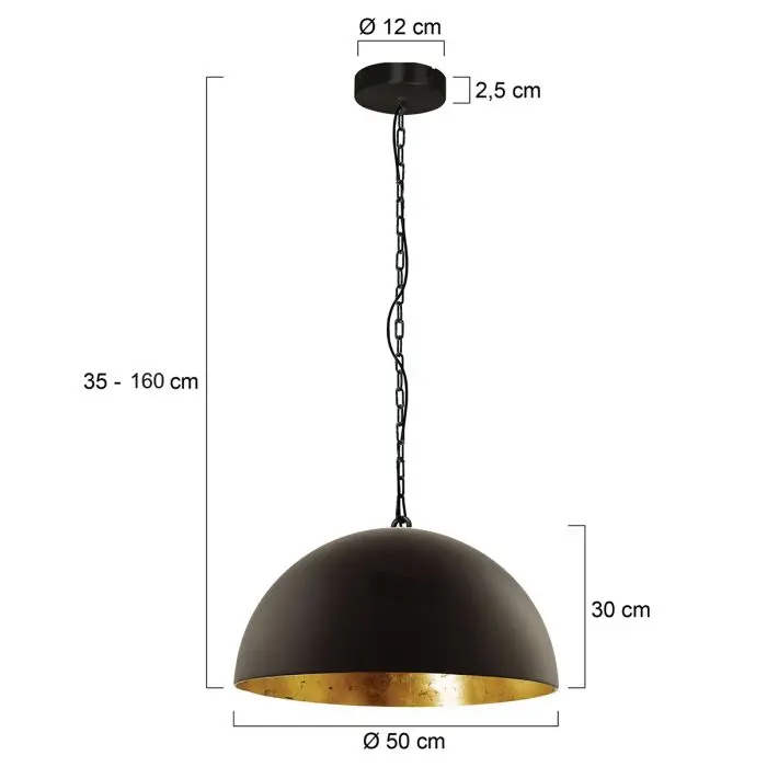 Steinhauer Lighting Pendelleuchte SEMICIRKEL Schwarz 2555ZW